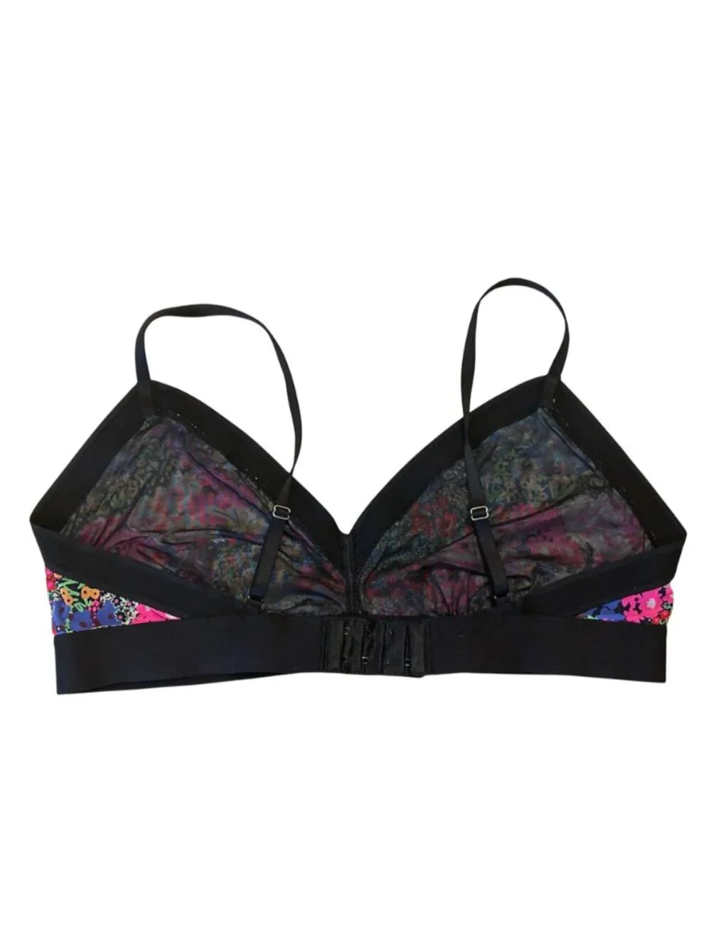Parade Plunge Bralette – 2XL, Mesh Floral, Wire‑Free, Adjustable, Semi‑Sheer